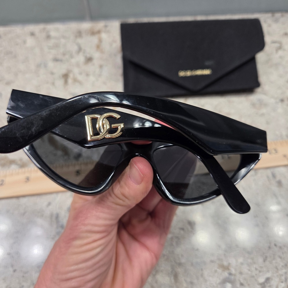 Dolce & Gabbana Black Cat Eye Sunglasses Gold DG Logo DG4362 - Picture 5 of 9